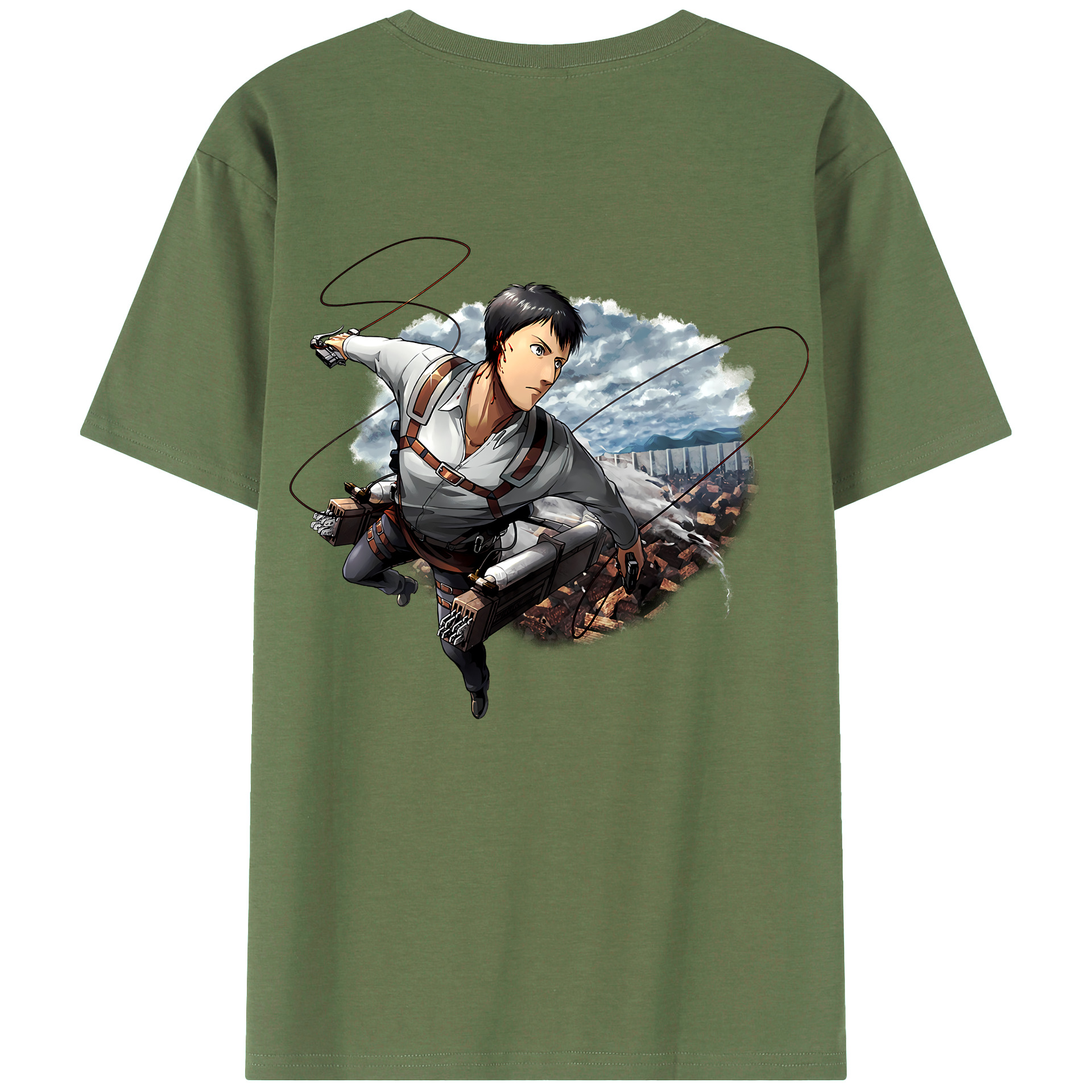 （画像用） 進撃の巨人 ベルトルト・フーバー Attack on Titan Bertholdt Hoover 綿100％ メンズ半袖Tシャツ（バックプリント） 通気性